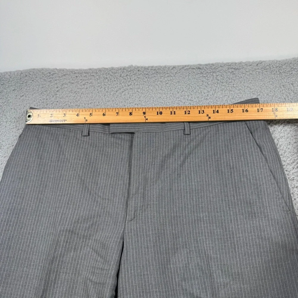 Banana Republic Vitale Barberis Canonico Gray Pinstripe Wool Dress Pants 33x31
